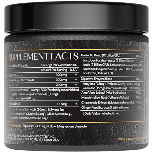 Etiqueta Gut Intellect destacando ingredientes premium y origen estadounidense