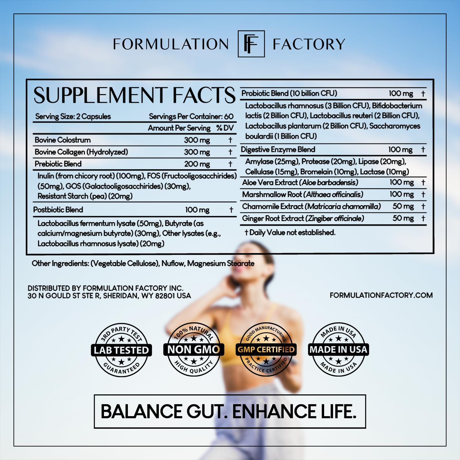 Formulation Factory Gut Intellect aloe vera para confort digestivo suave.