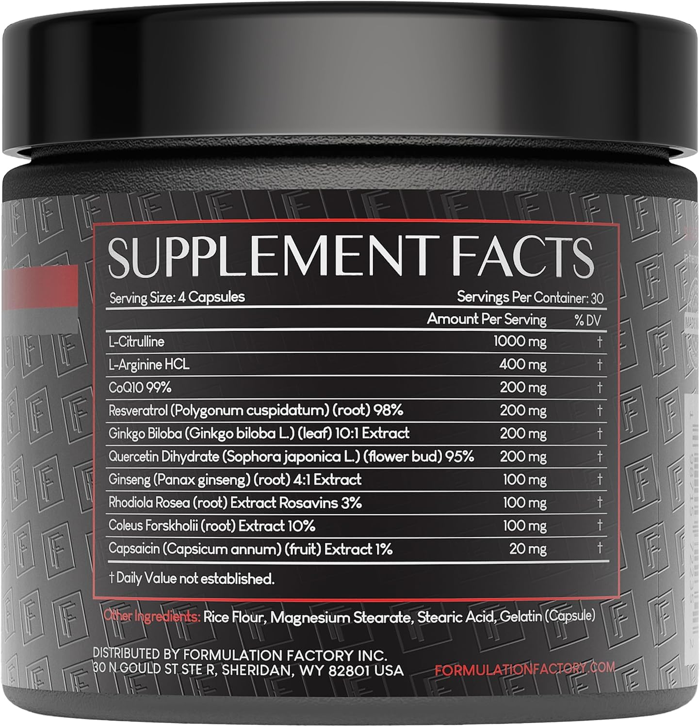 Formulation Factory Heart of Steel: etiqueta frontal con información de ingredientes y beneficios