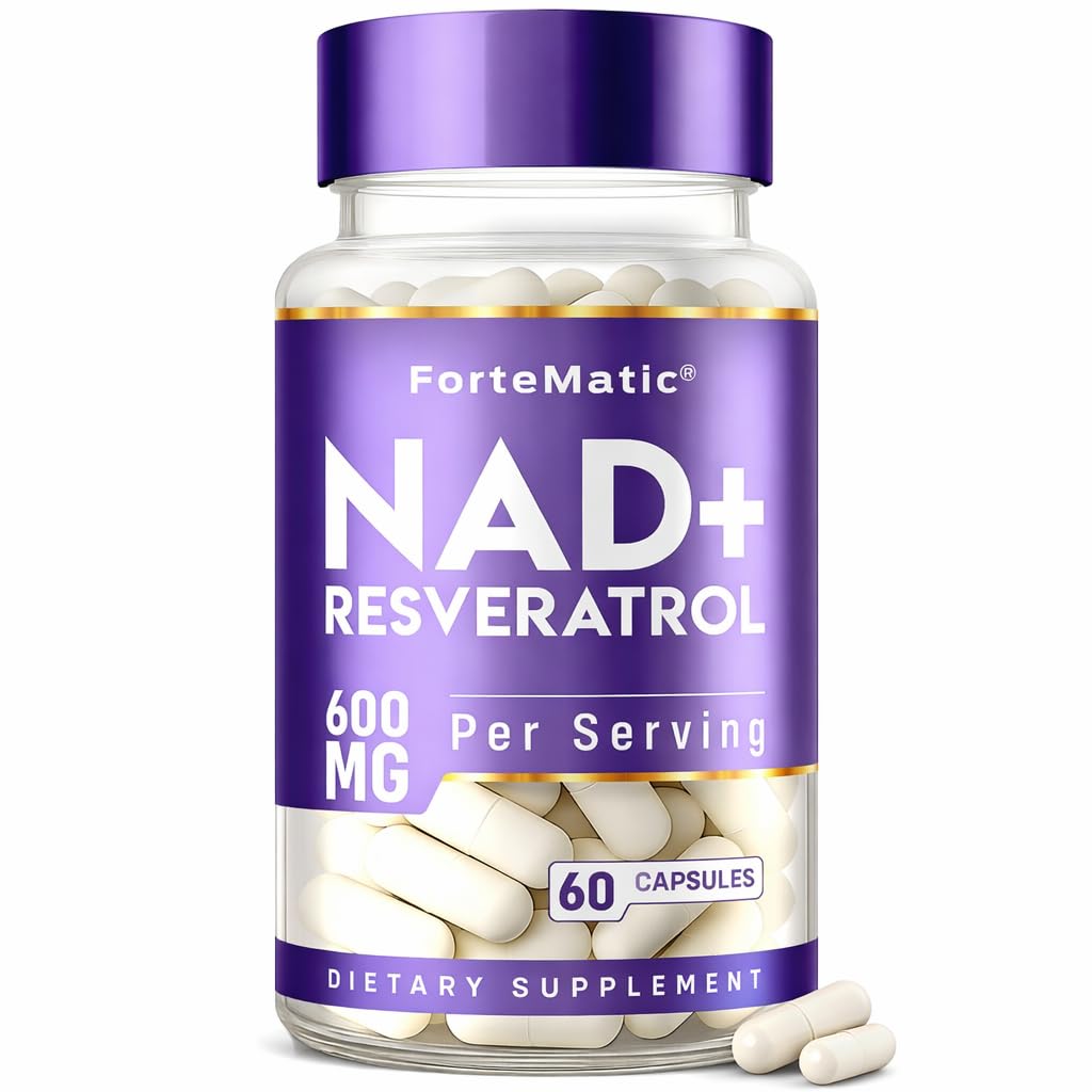 Fortematic NAD+ Resveratrol: botella con cápsulas para energía diaria