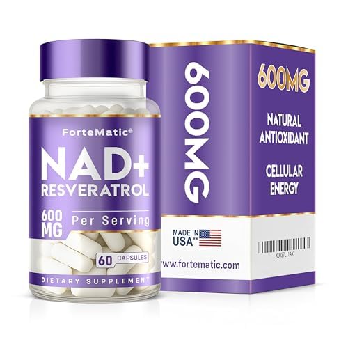 Fortematic NAD+ Resveratrol: detalle de dosificación y etiqueta informativa