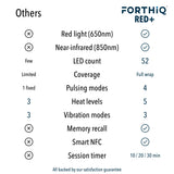 La FORTHiQ RED+ presenta modos de masaje pulsante para alivio suave.