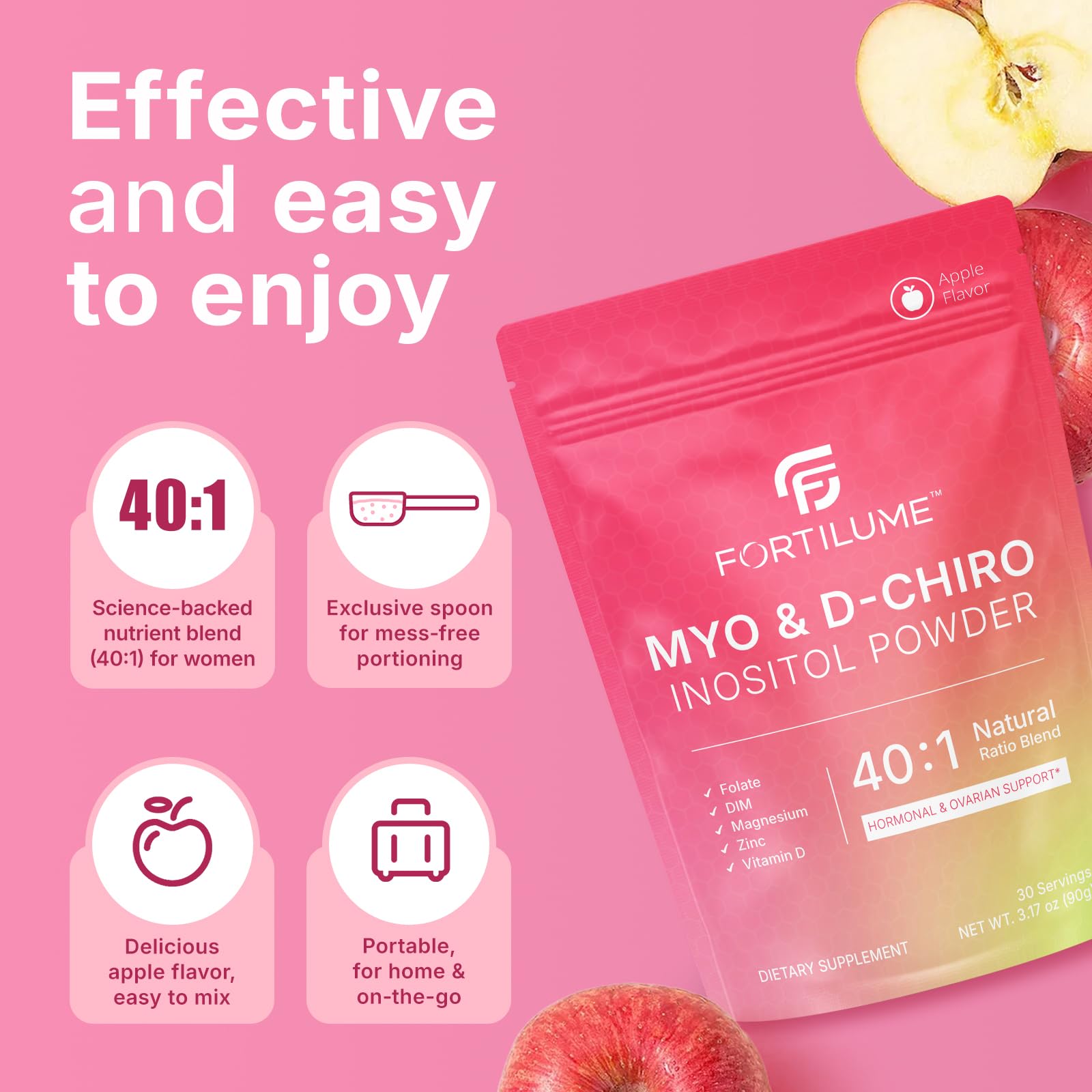 FORTILUME Myo-D-Chiro Inositol polvo apoya equilibrio hormonal femenino