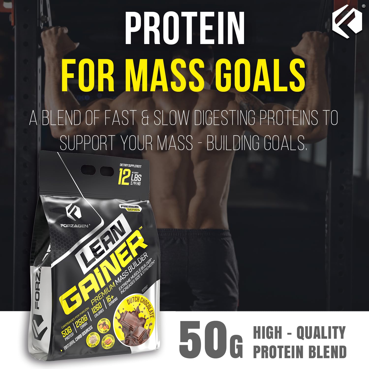 Forzagen Lean Gainer ingredientes naturales: mezcla equilibrada de proteínas y carbohidratos