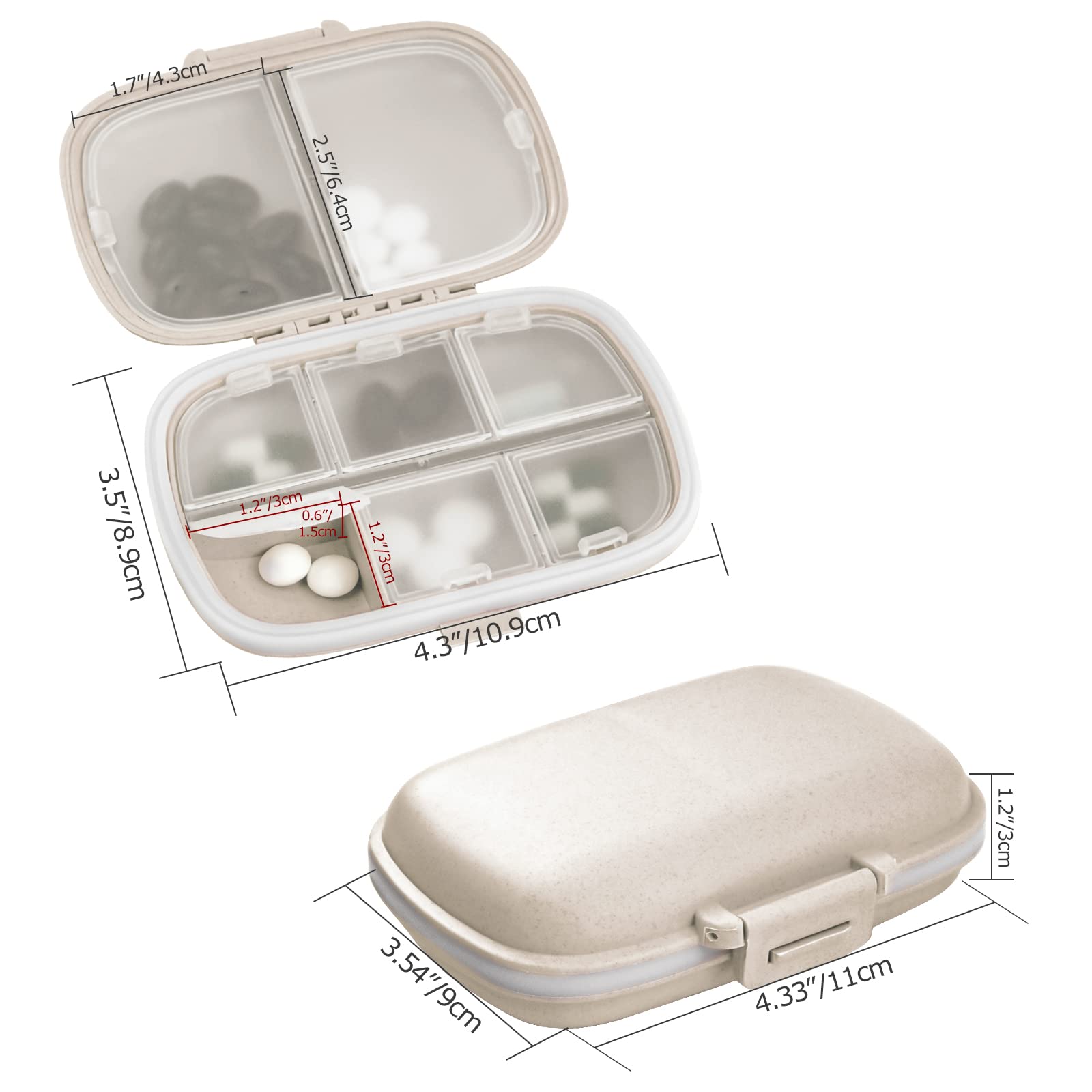 Fouews tapa sellada con anillo de silicona mantiene las pastillas secas.