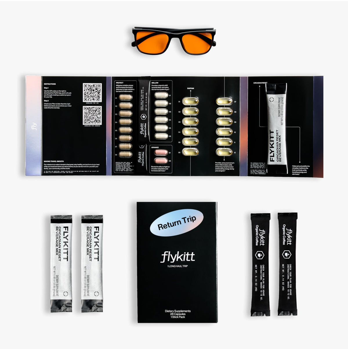 Gafas filtrantes de luz azul de Flykitt para reducir la fatiga visual en vuelos.