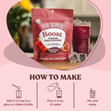 Smoothie de frambuesa roja preparado con Four Sigmatic para un impulso.