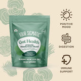 Four Sigmatic Gut Health Mushroom Blend en bebida, listo para aportar un impulso diario.