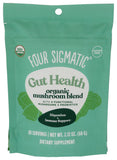 Four Sigmatic Gut Health Mushroom Blend, escena de cocina saludable para hábitos diarios.