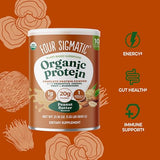 Cuchara sirviendo proteína Four Sigmatic para batidos de desayuno