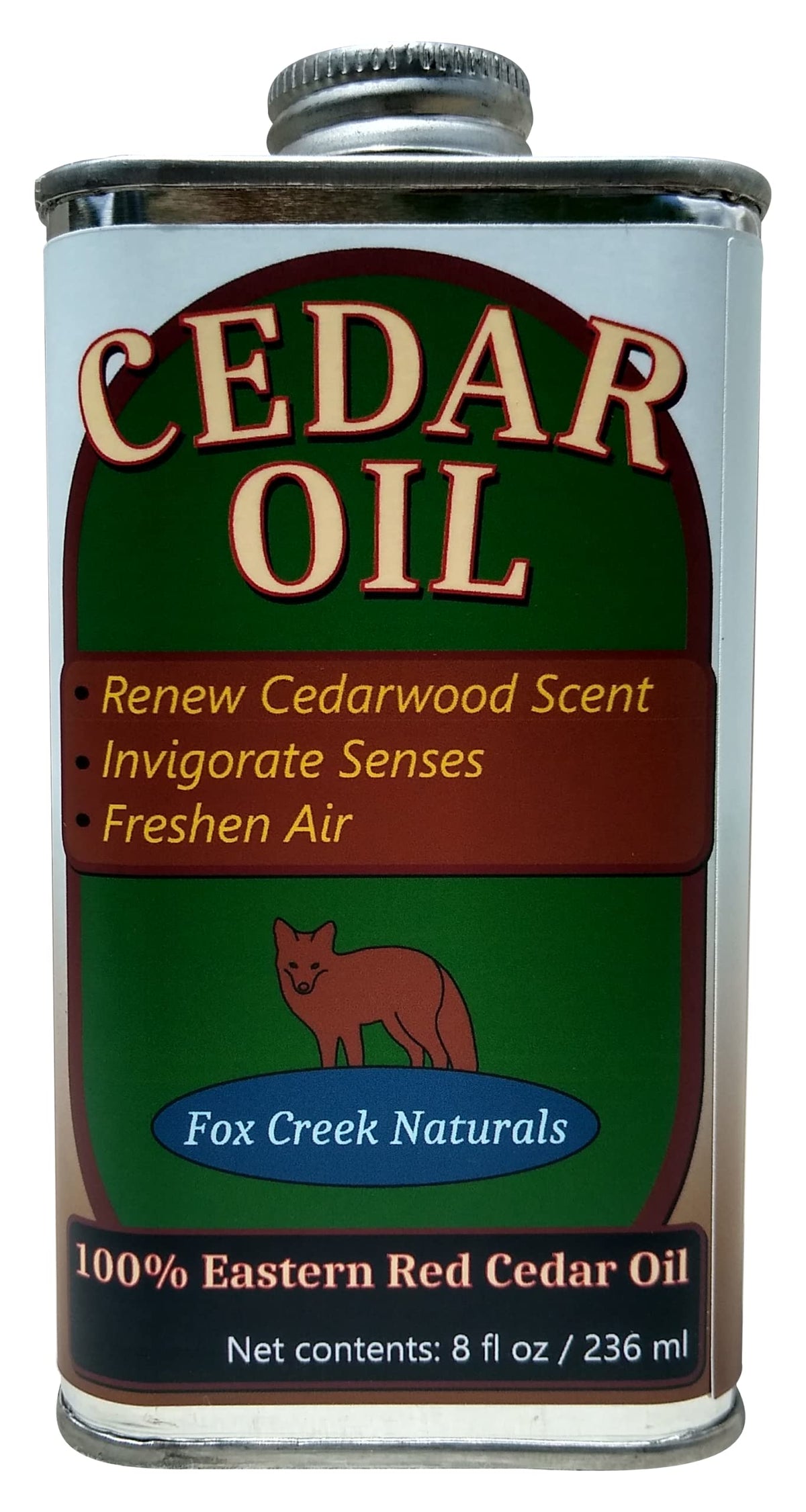 Fox Creek Naturals Cedar Oil: botella-vertido para difusores y productos aromáticos.