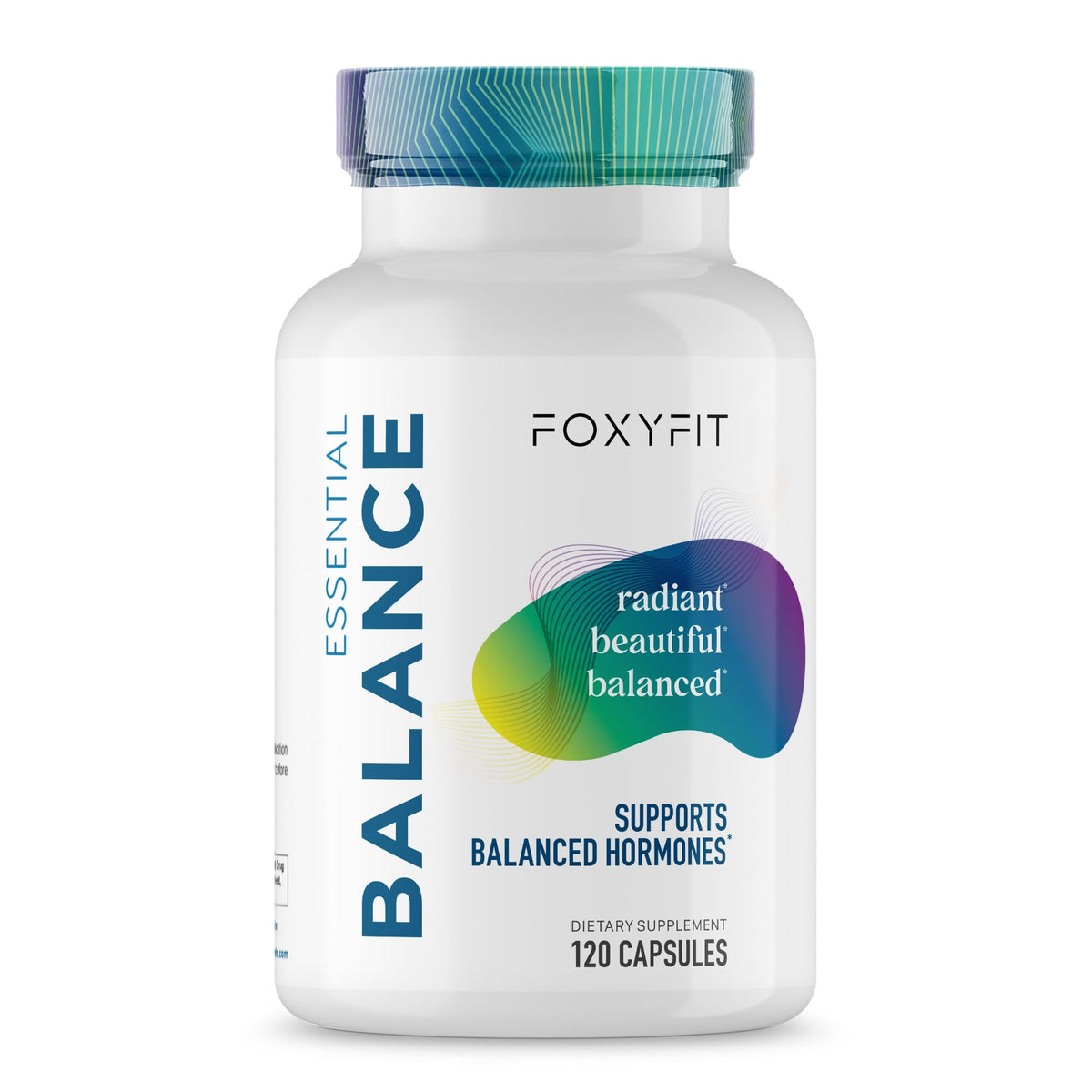 Suplemento FoxyFit Balance Esencial en botella para uso diario.