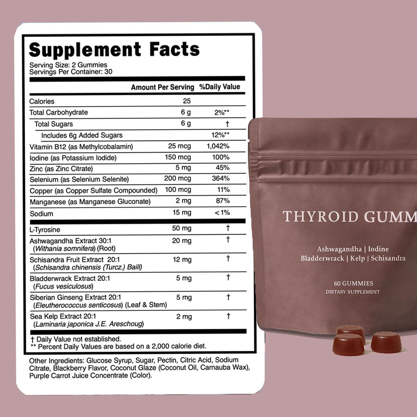 Sabor afrutado de las gomitas FQMUEV para tiroides.