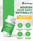 Fravonique Moringa 800mg: etiqueta clara para identificar el suplemento diario.