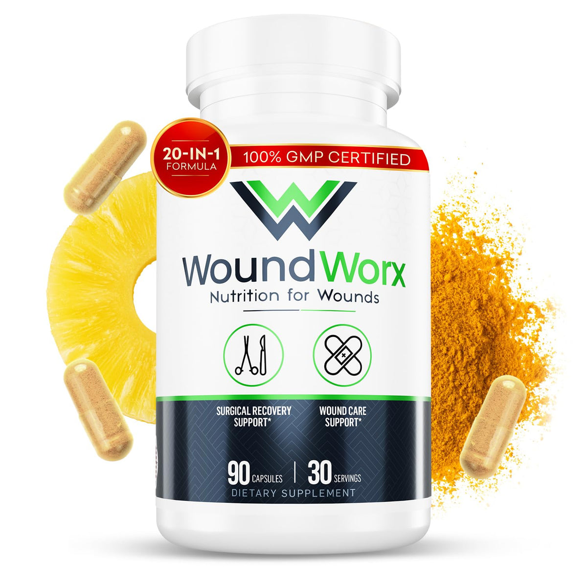 Free Life Labs WoundWorx cápsulas diarias fáciles de tragar para apoyo nutricional