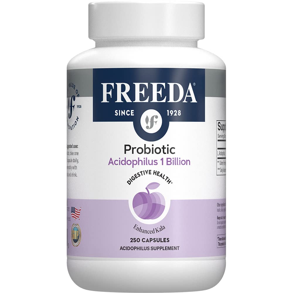 FREEDA Acidophilus cápsulas – 1 mil millones CFU para apoyo digestivo diario.