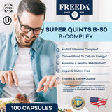 Freeda B-50 Complex, cápsulas agrupadas, uso diario de vitaminas.
