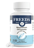 Freeda Magnesium Gluconato: botella visible para apoyo suave de nervios y músculos.