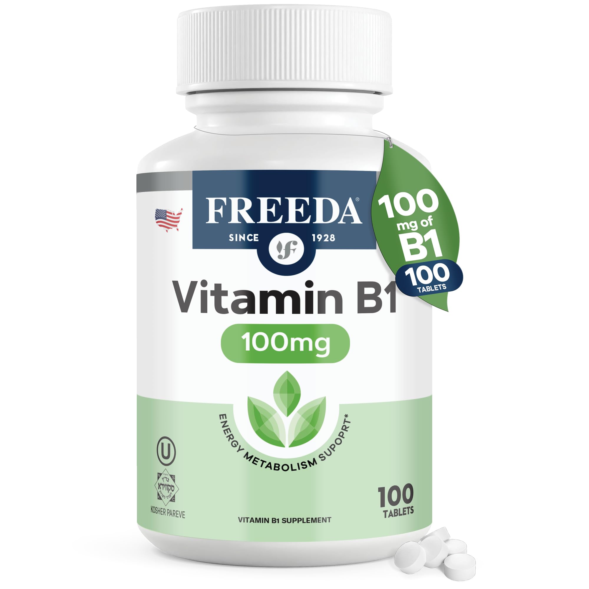 Freeda tiamina B1 100 mg, tableta para energía diaria.