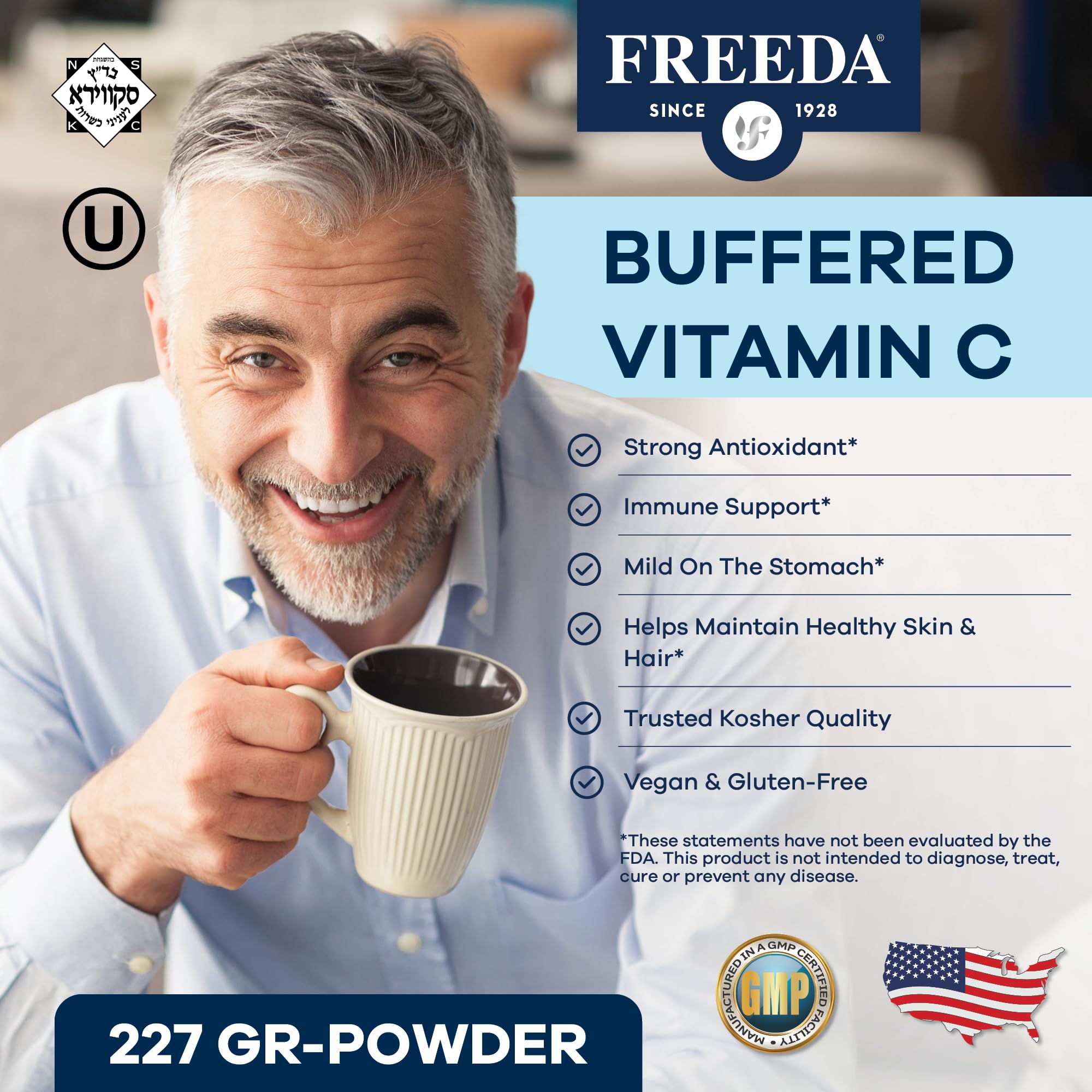 Freeda Vitamina C en polvo apoyo al sistema inmune de forma suave.