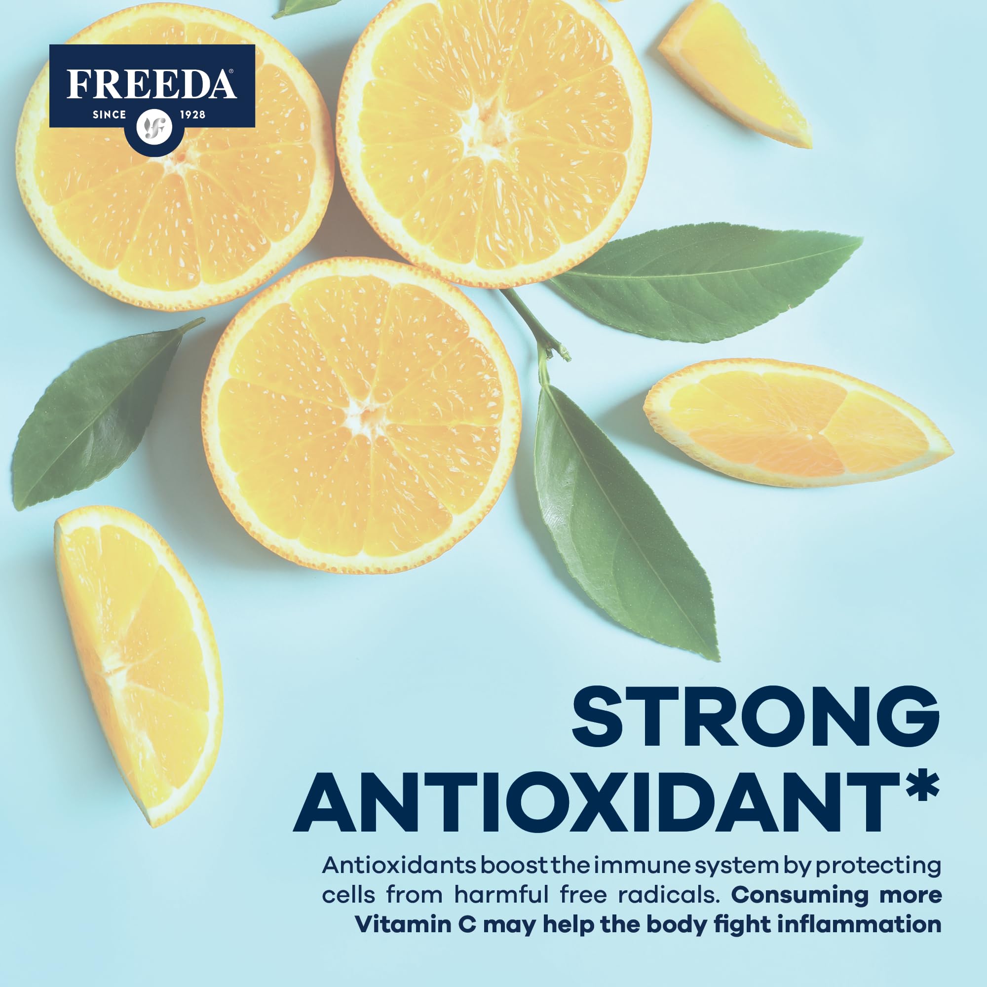 Freeda Vitamina C en polvo fabricado en Estados Unidos con altos estándares.