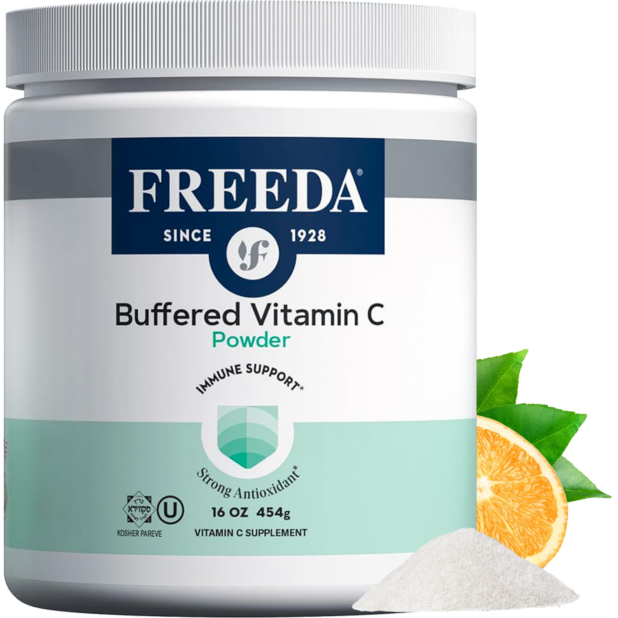 Freeda Vitamina C en polvo suave para el estómago y uso diario.