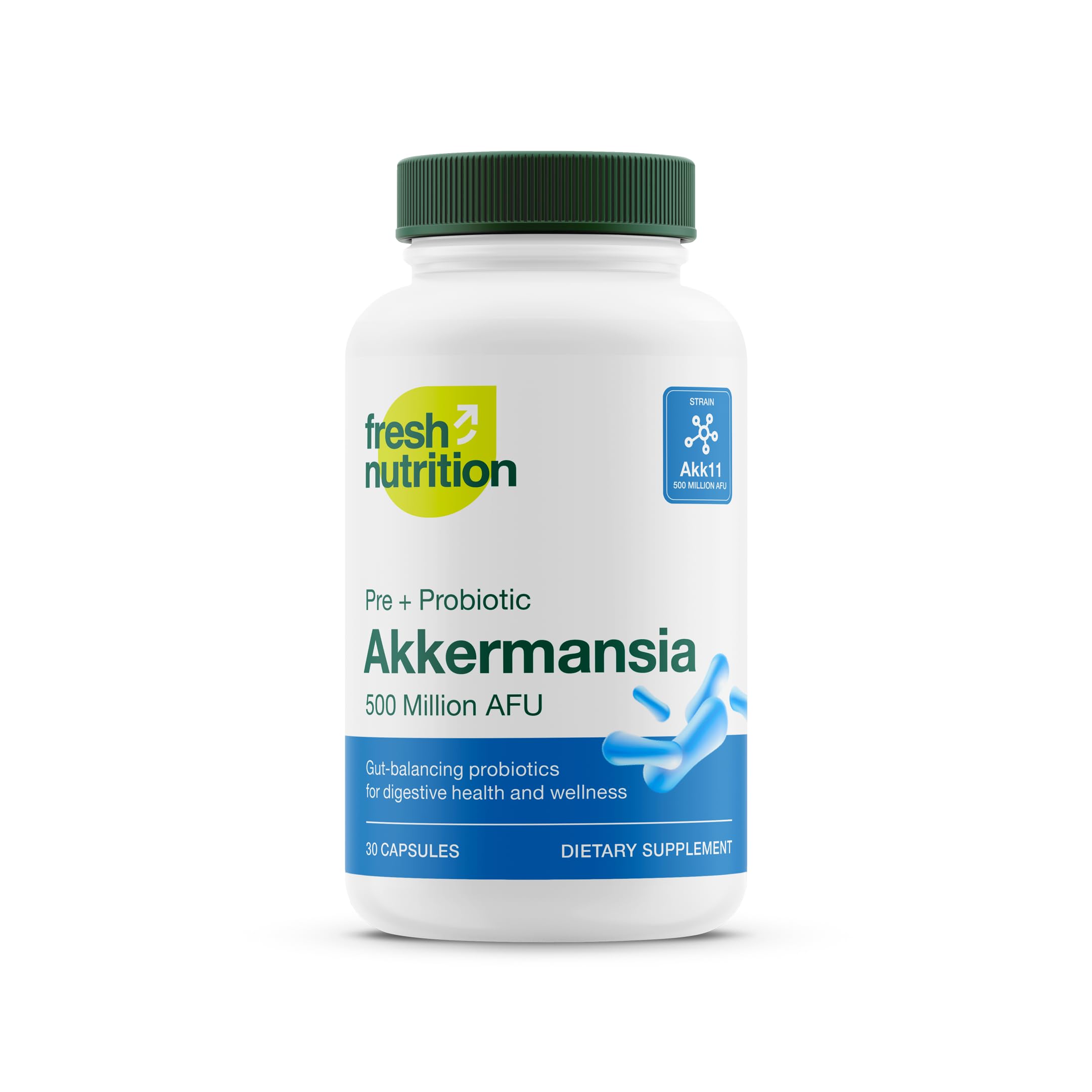 Fresh Nutrition Akkermansia Muciniphila: cápsulas para apoyar la salud intestinal.