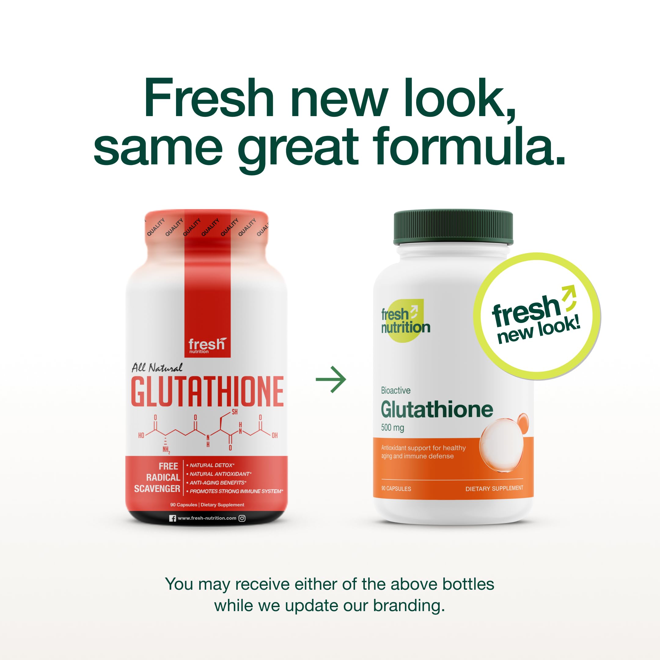 Fresh Nutrition glutatión cápsulas en caja para uso diario.