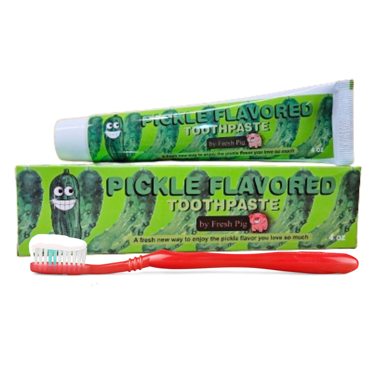 Fresh Pig pasta dental sabor pepino encurtido, regalo divertido para amantes del pepino.