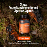 FreshCap Mushrooms Chaga Capsulas en mano, dosis diaria fácil de tomar