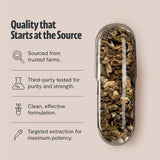 FreshCap Mushrooms cola-pavo estante con productos saludables.
