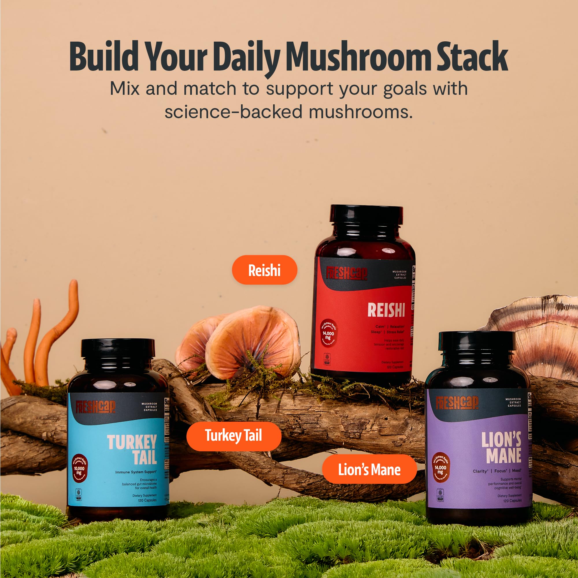 FreshCap Mushrooms cola-pavo uso sencillo en tu rutina diaria.