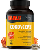 FreshCap Mushrooms Cordyceps: botella de cápsulas para energía natural.