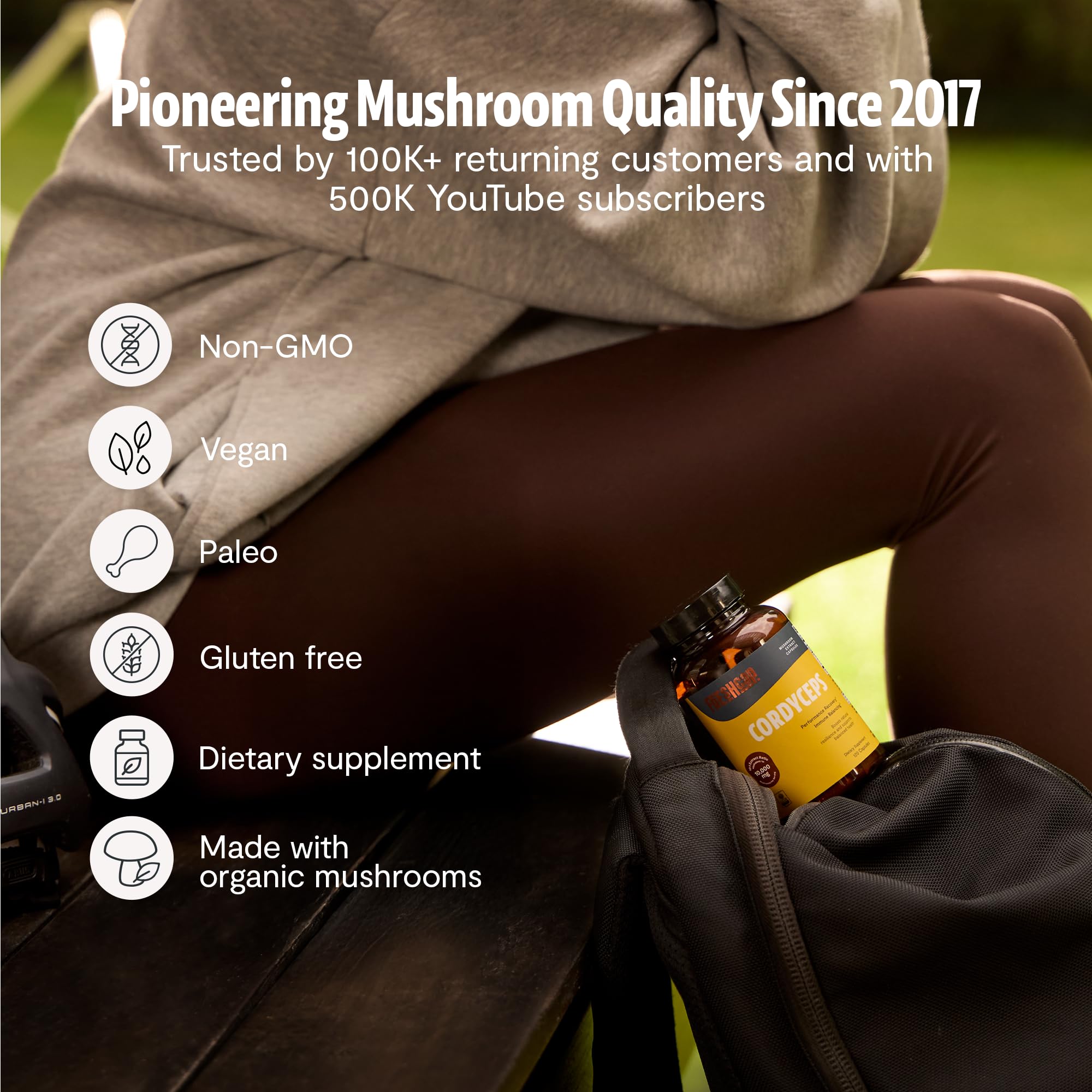 FreshCap Mushrooms Cordyceps: uso diario práctico en rutina matutina.
