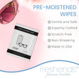 Freshends deja lentes brillantes sin huellas tras limpieza suave.