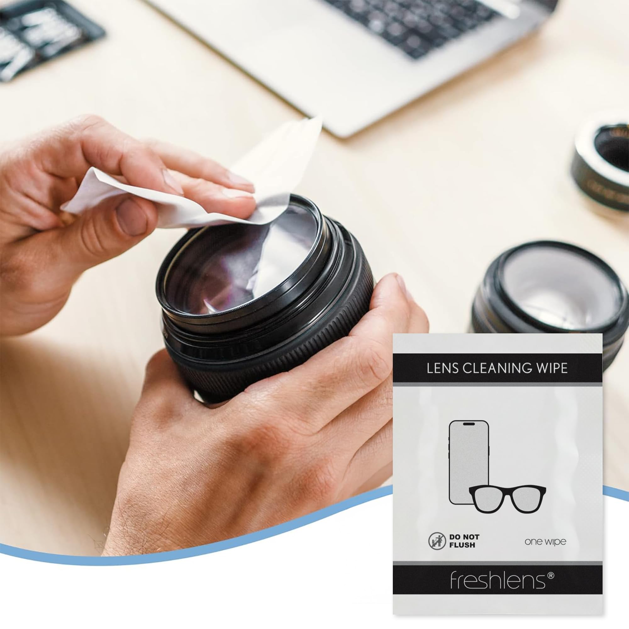 Freshends toallitas lentes sin alcohol, aptas para limpieza delicada de pantallas.