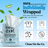 FreshExit toallitas desechables aptas para inodoro, seguras para plomería y limpieza higiénica.