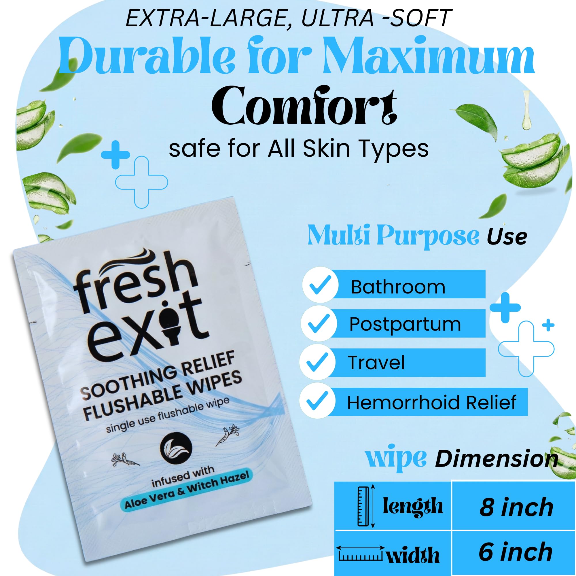 FreshExit toallitas con aloe vera y hamamelis, suave para piel sensible tras el uso.