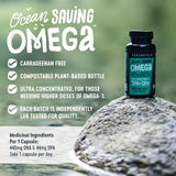 Freshfield Omega 3 etiqueta vegana, origen vegetal y claridad de ingredientes.