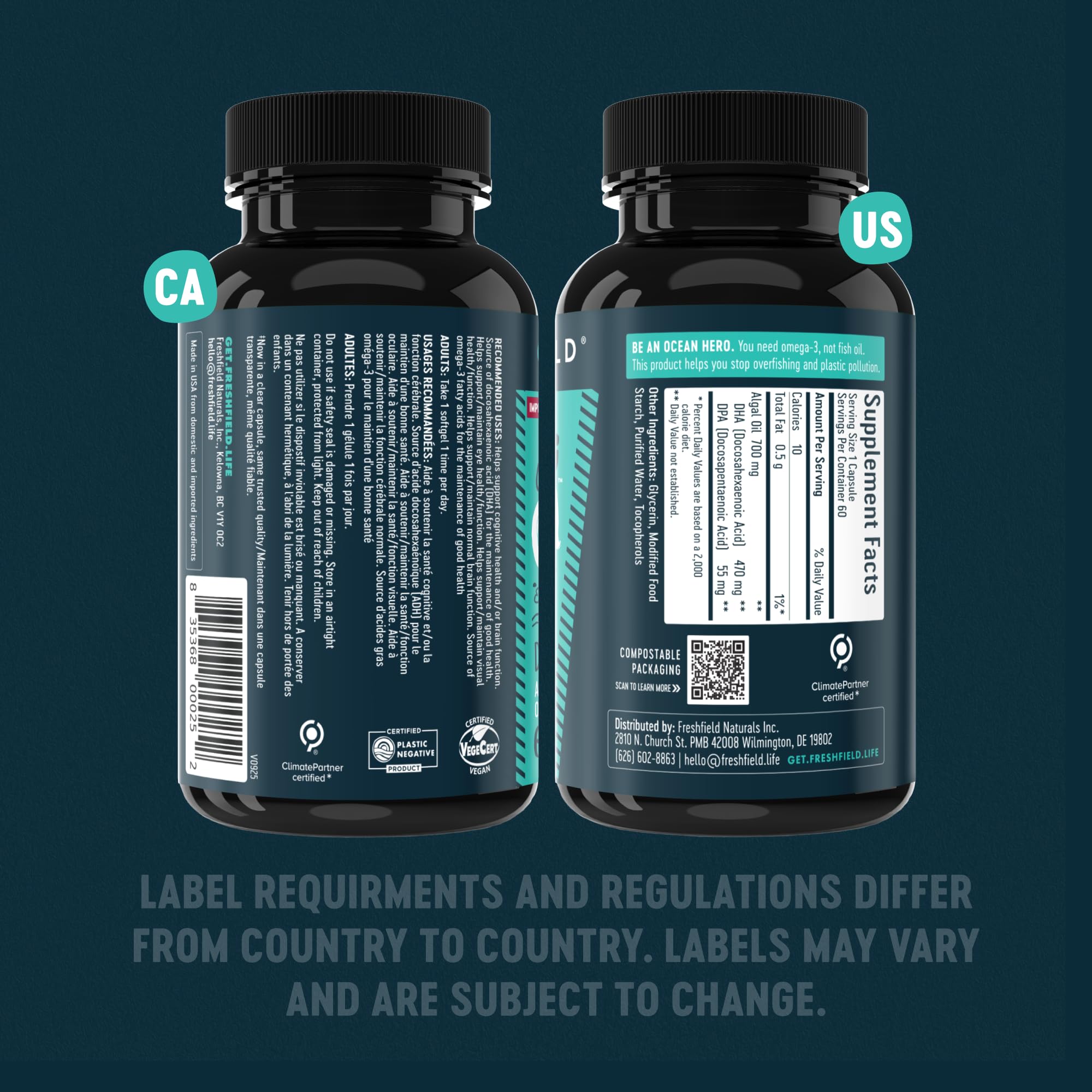 Freshfield Omega 3 uso diario, cápsulas fáciles de incorporar.