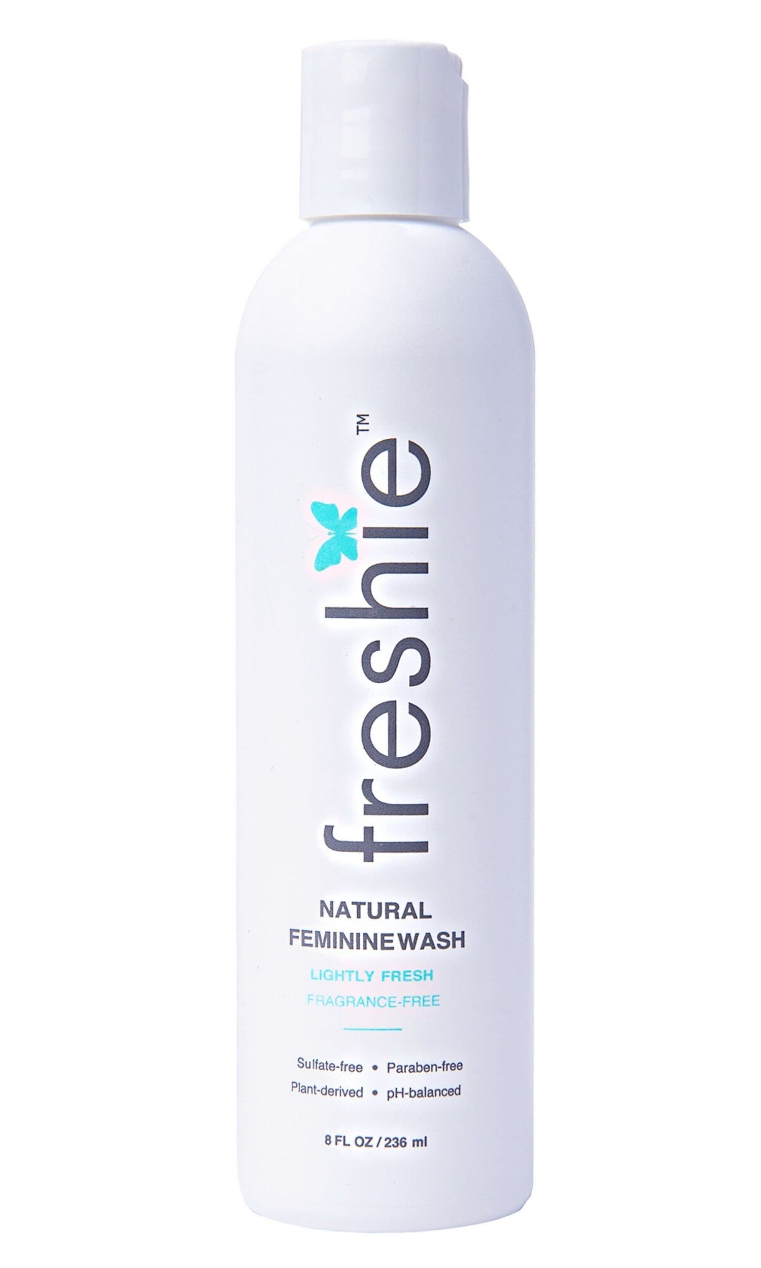 freshie limpiador vaginal externo en envase para uso diario suave.