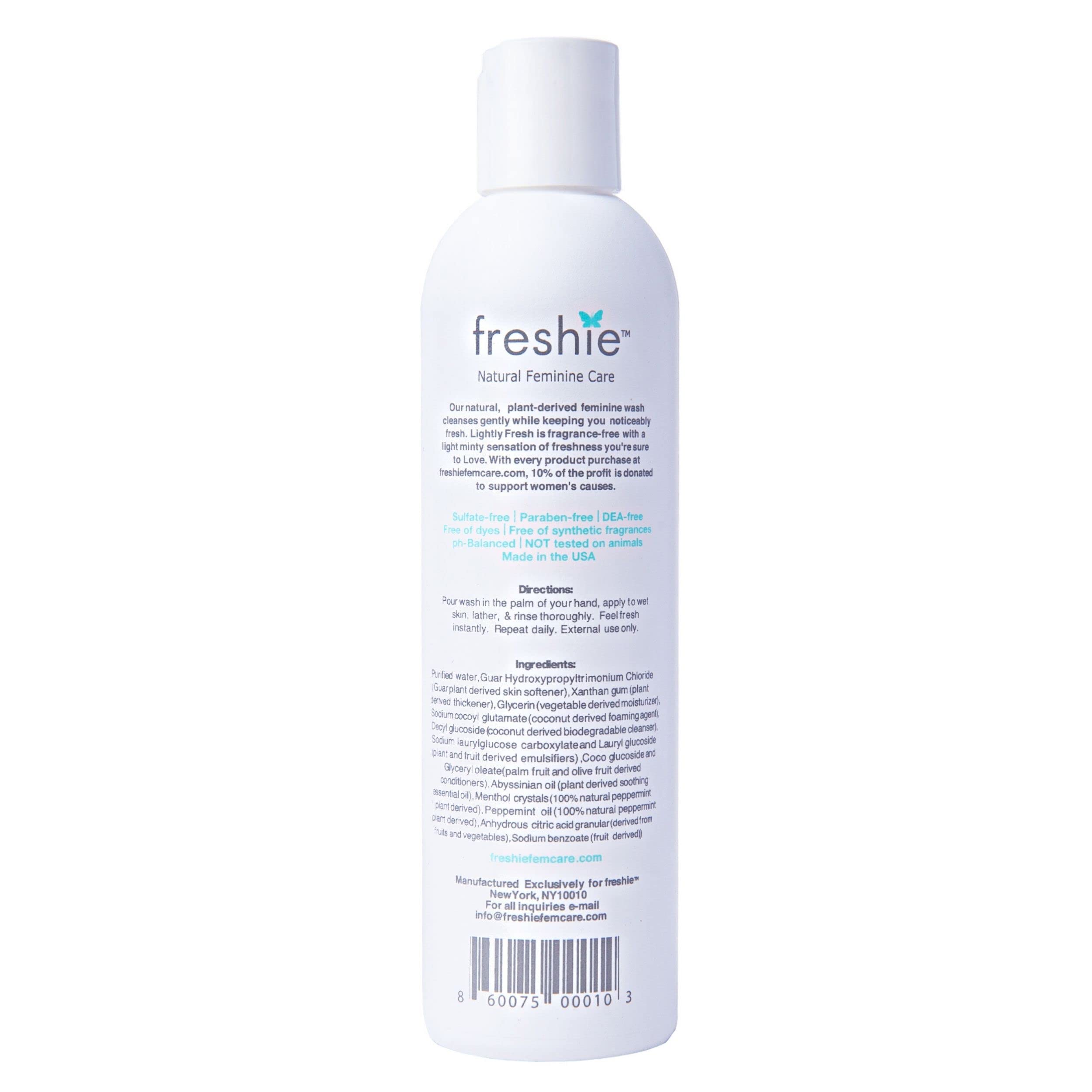 ingredientes vegetales de freshie limpian sin irritar y mantienen sensación fresca.