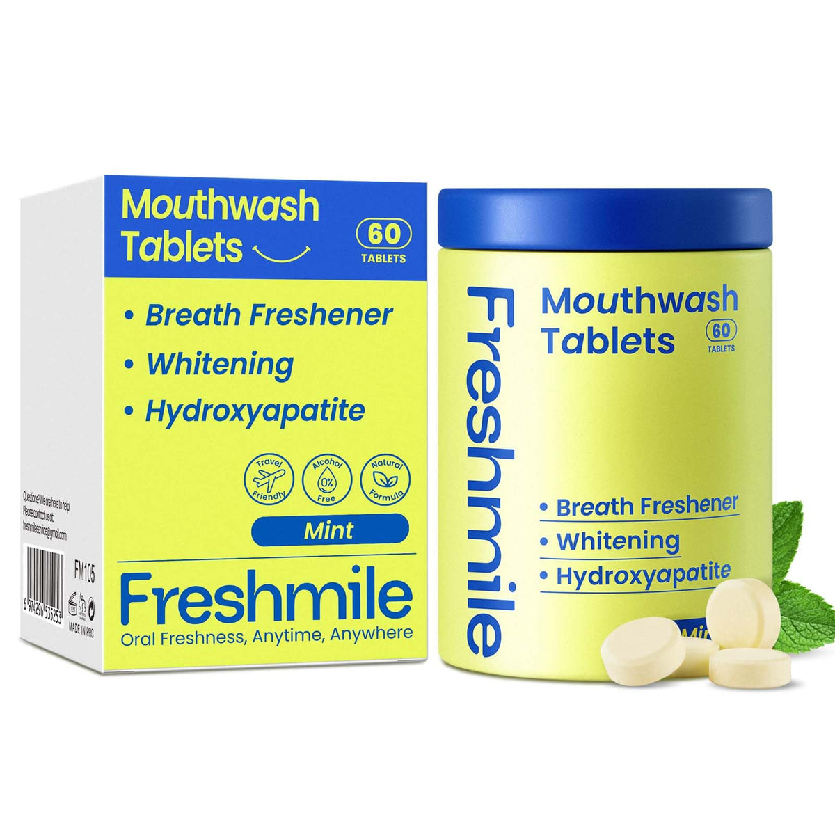 Freshmile tabletas dentales para viaje: frescura al instante.