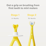 Cerdas de silicona suaves de Frida Baby para masajear encías sensibles.