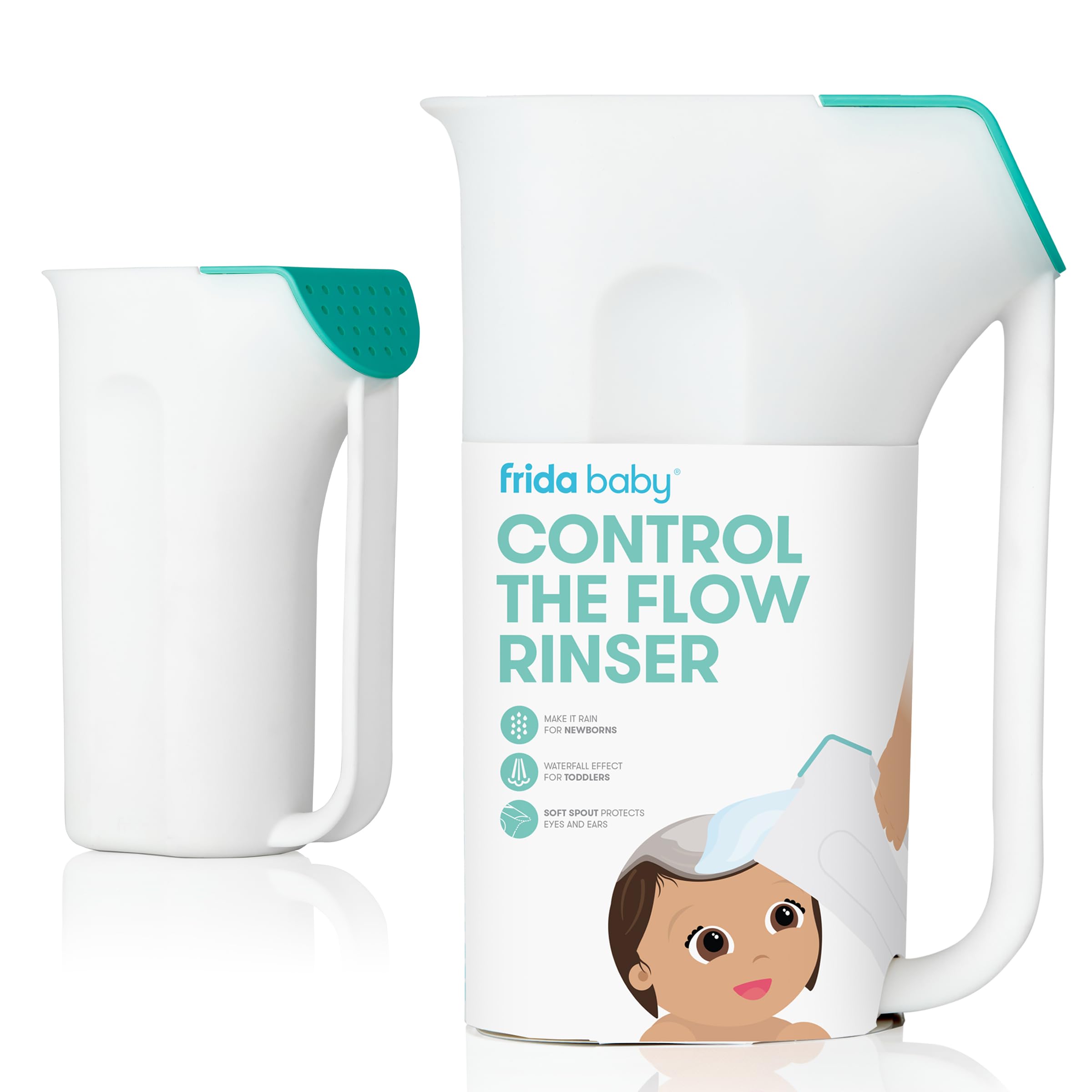Frida Baby Control Flujo: copa enjuague con mango cómodo para baño.