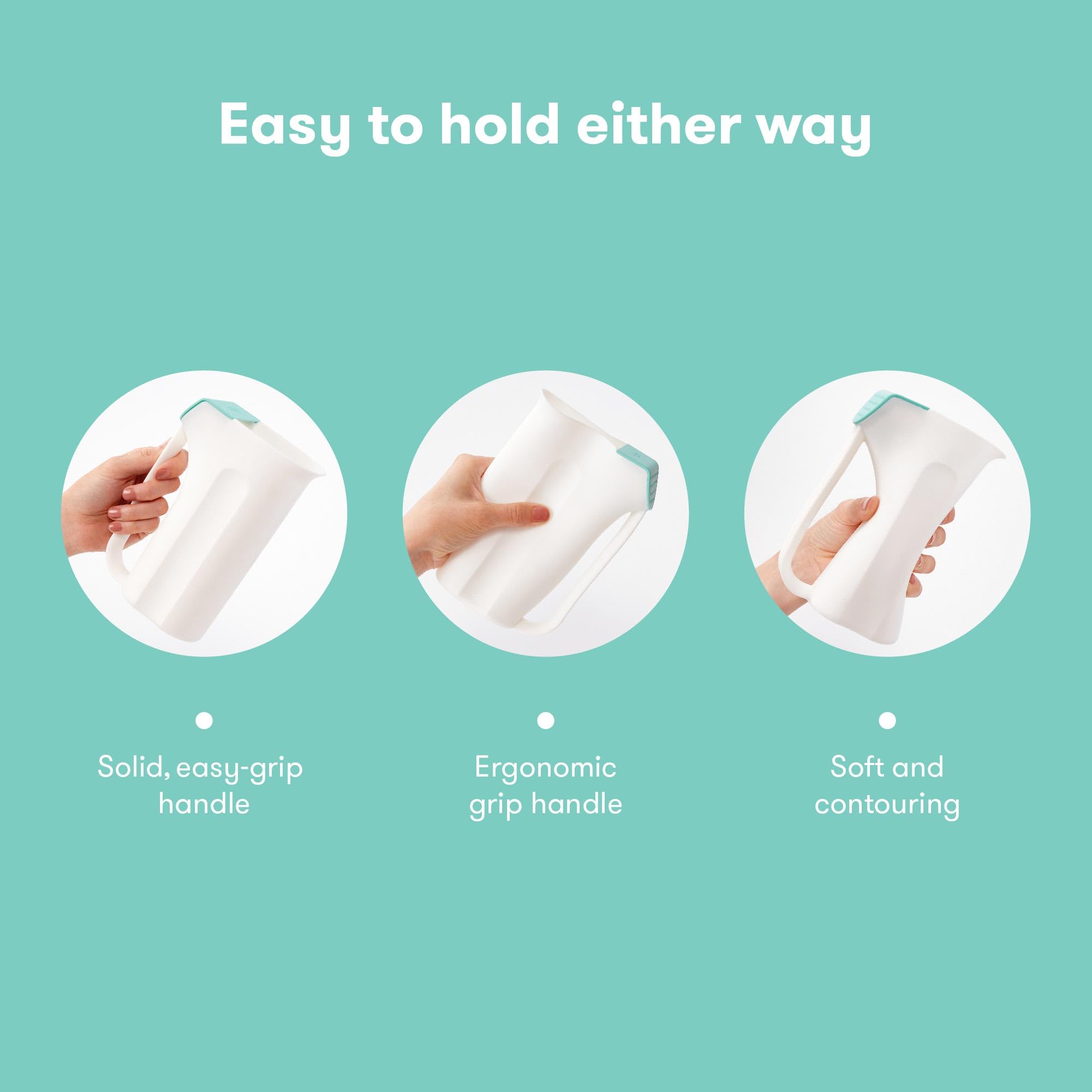 Frida Baby mango ergonómico para verter con facilidad.