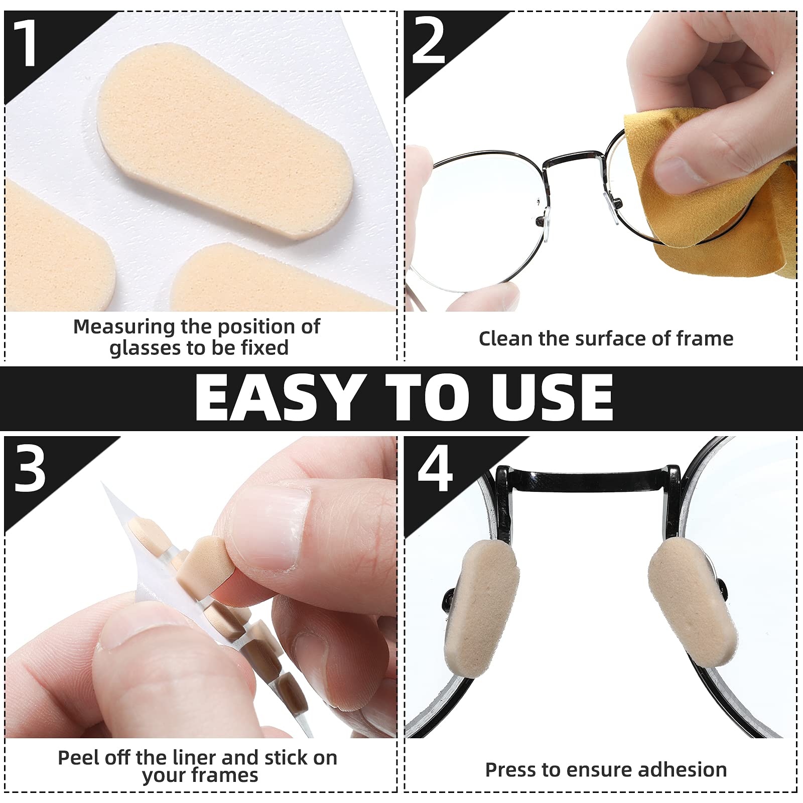 Frienda almohadillas nasales beige, color neutro para diversos diseños de gafas.
