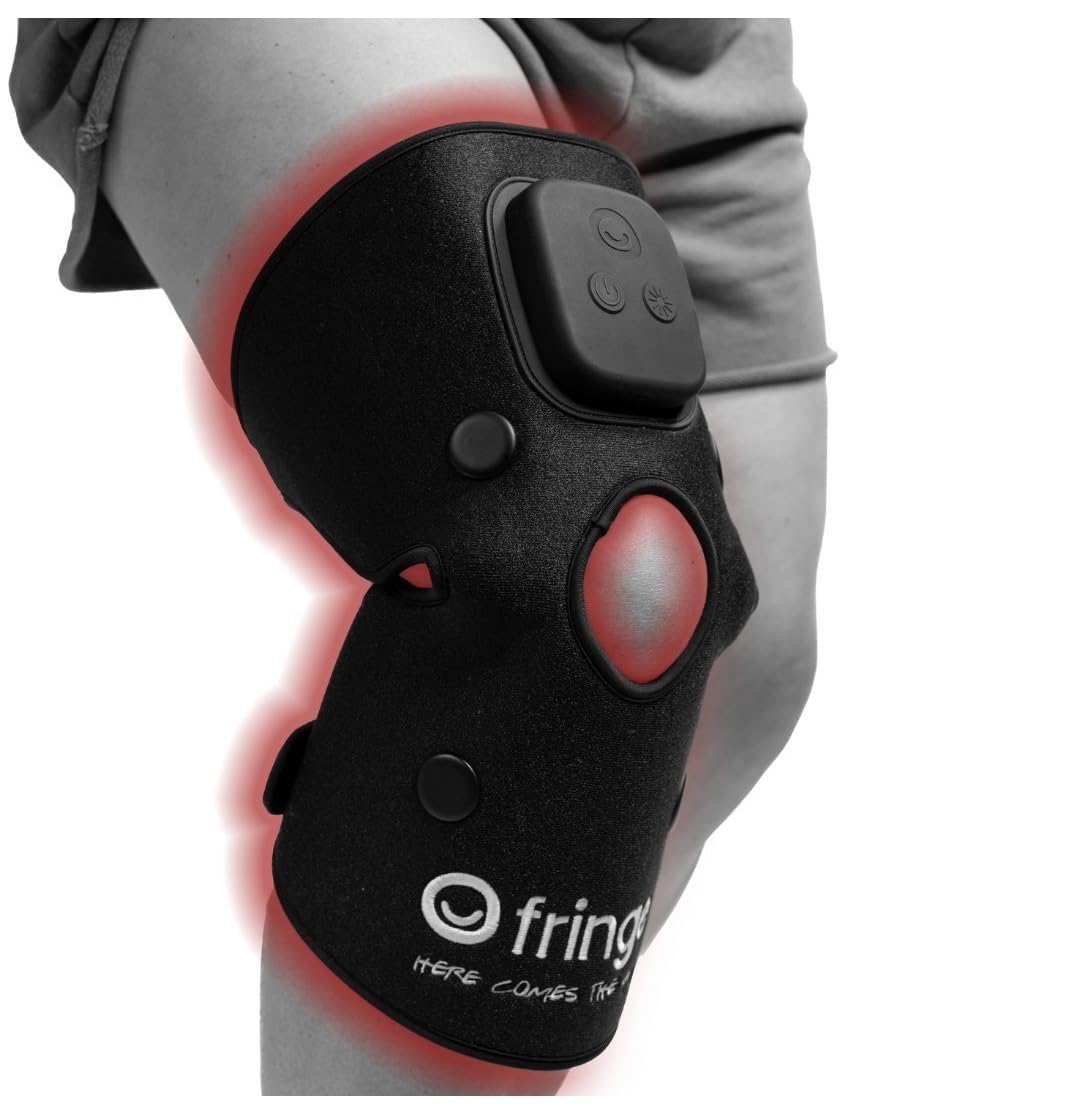 Fringe banda de luz roja para rodilla, enfoque en articulaciones y recuperación suave