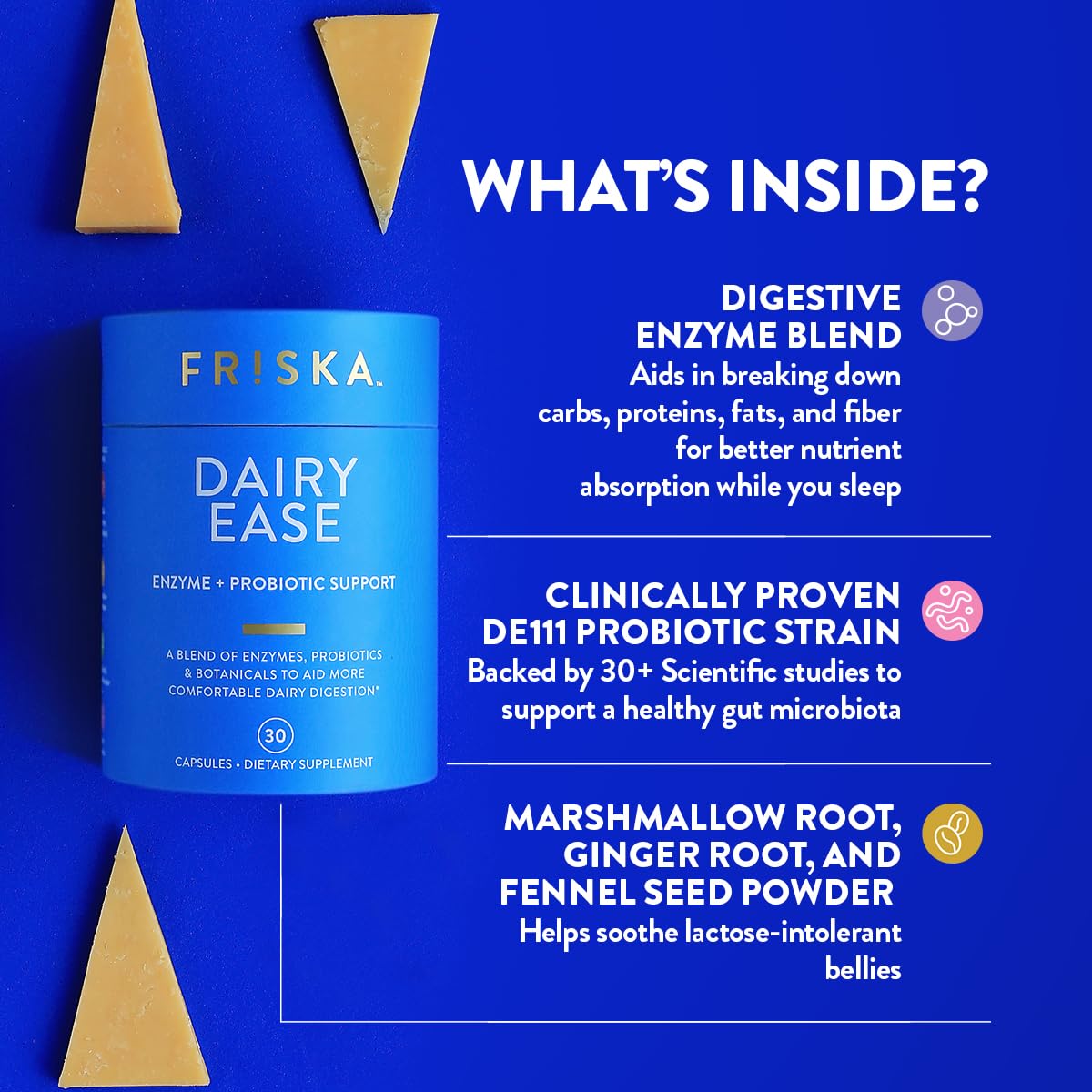 FRISKA Dairy Ease Cápsulas listas para uso diario.