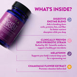 Friska Nightly Reboot: envase lateral con la etiqueta y beneficios digestivos.